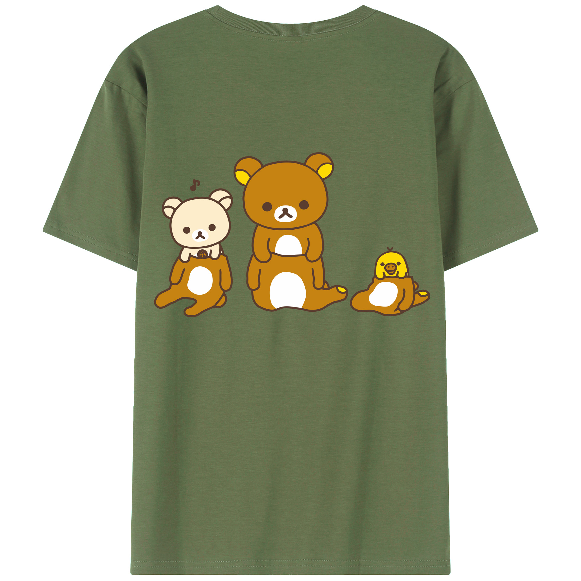 （画像用） リラックマ リラックマ キイロイトリ Rilakkuma Korilakkuma Kiiroitori 綿100％ メンズ半袖Tシャツ（バックプリント） 通気性
